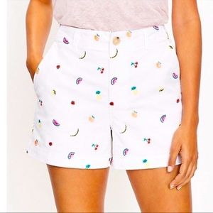 NWT Loft Fruit Salad Twill Shorts Novelty Print- 8